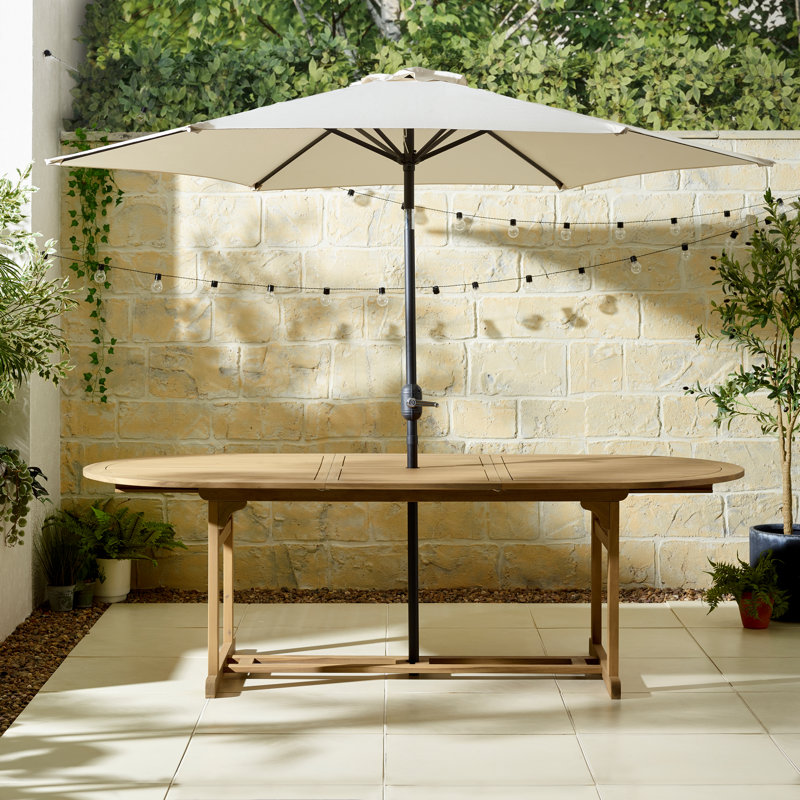 Asanta 6-8 Seater Wooden Extending Oval Garden Dining Table - Solid Wood For Modern Garden Patio