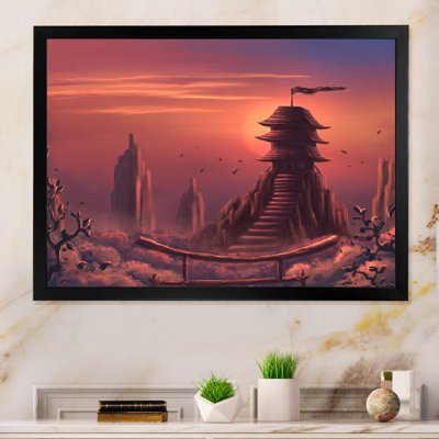 «Video Game Fantasy Buddhist Temple Sunset», reproduction de photo sur toile