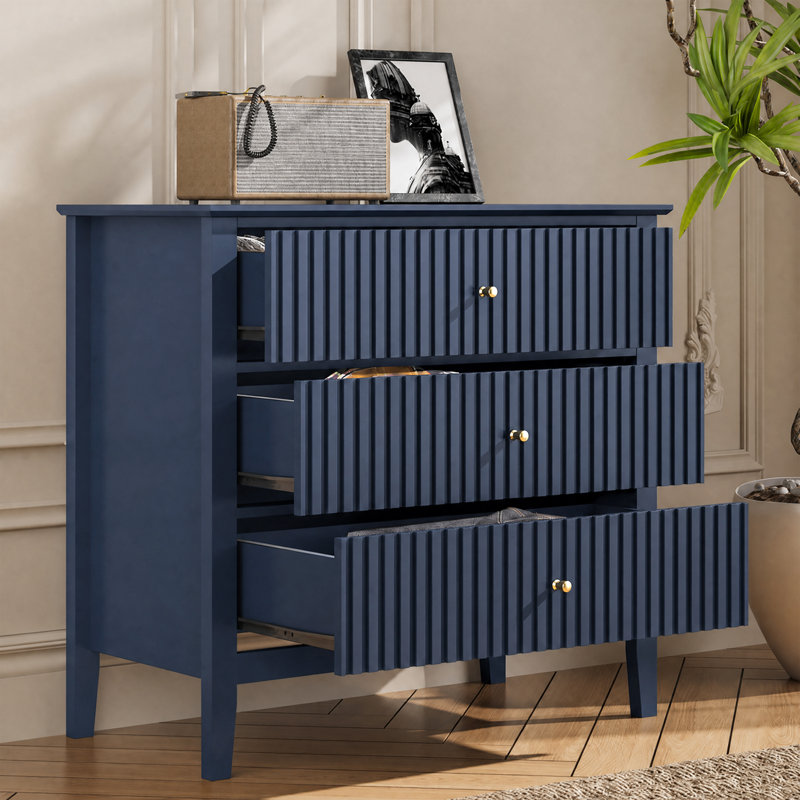 Commode 3 tiroirs Philomena, 32 po de largeur, Bleu