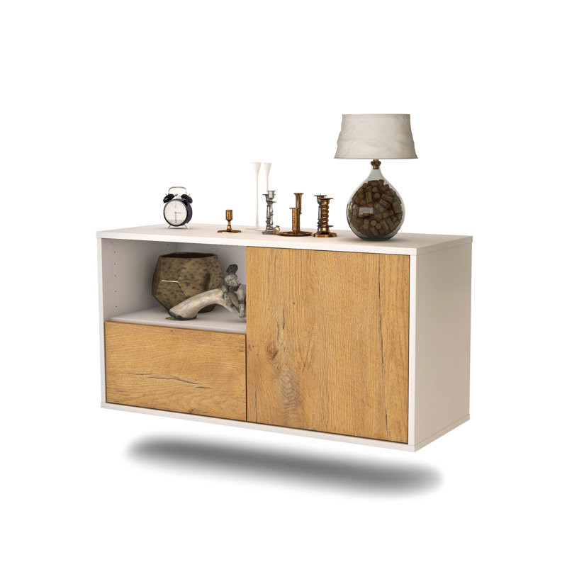 Lavella Unfinished Floating TV Stand, Oak