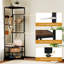 Portemanteau sur pied avec tablettes de rangement et crochets amovibles - brun-1514442753