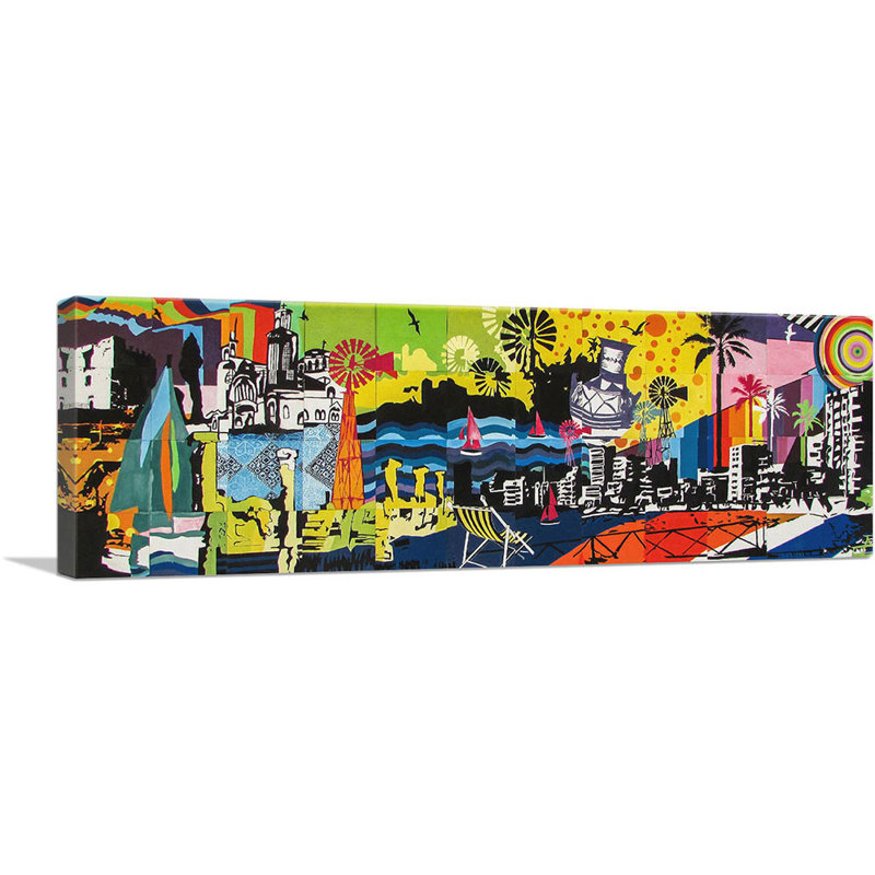 «Chypre Middle East Street Street Graffiti», reproduction d'art graphique sur toile tendue, H 16 po x l 48 po x 1,5 po