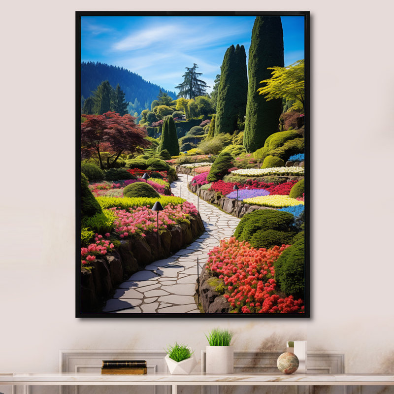 «Magavern Canada Butchart Gardens I», reproduction sur toile, Cadre flottant noir, H 40 po x l 30 po x P 1,5 po