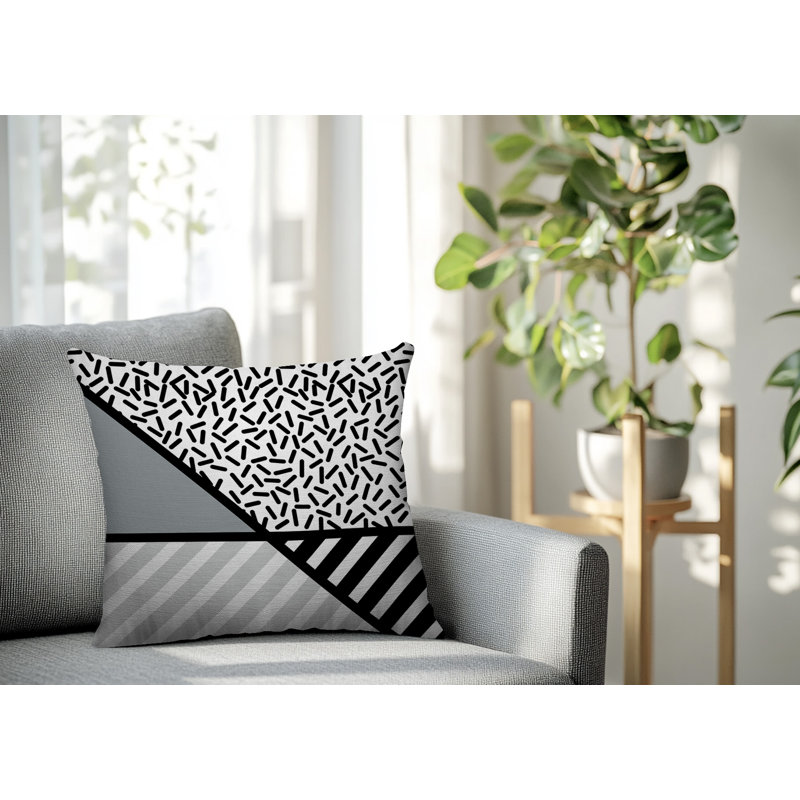 Coussin décoratif intérieur / extérieur Shapira, Gris, Carré 16 po
