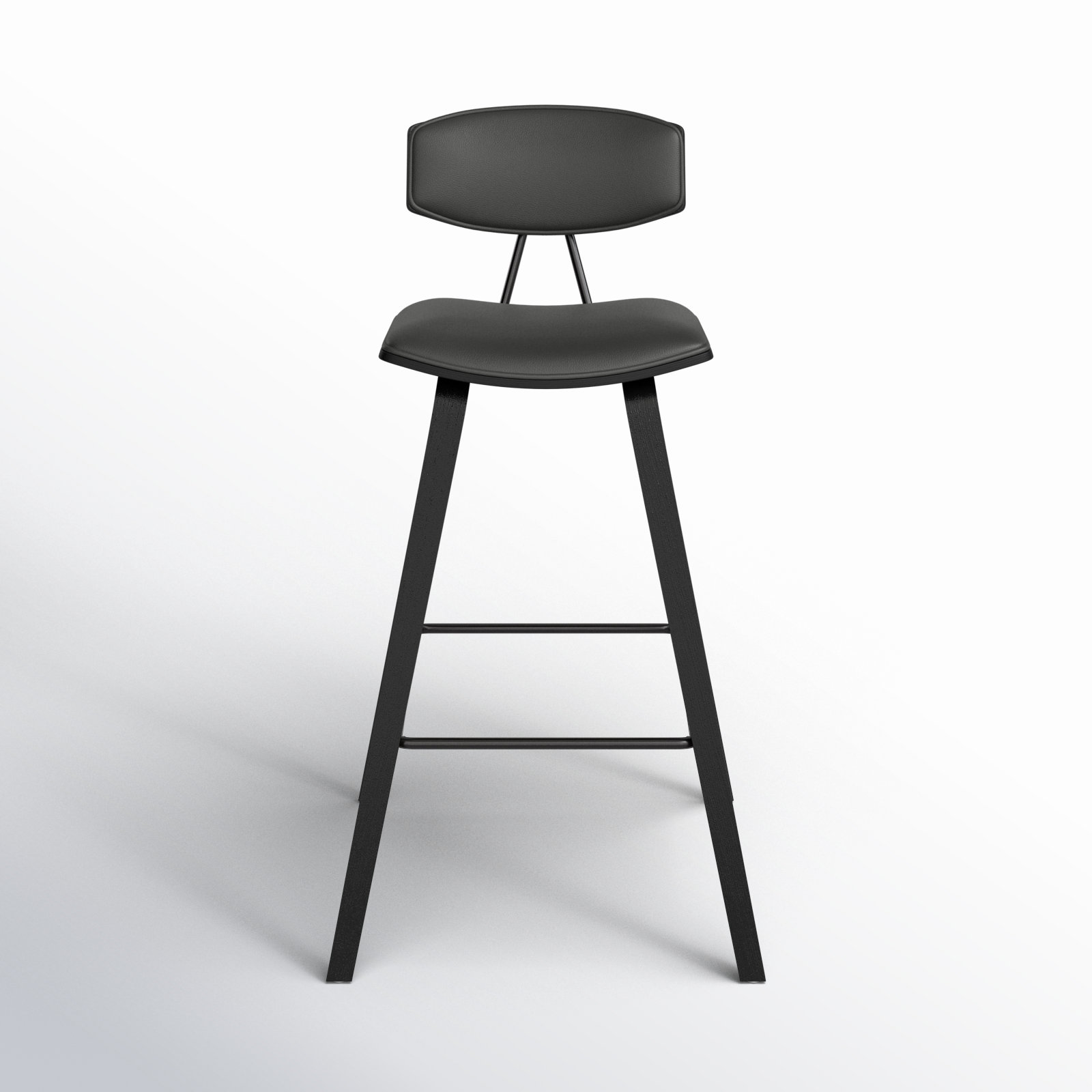 Payton Vegan Leather Bar & Counter Stool, Bar Stool (29" Seat Height), Gray Faux Leather, Black