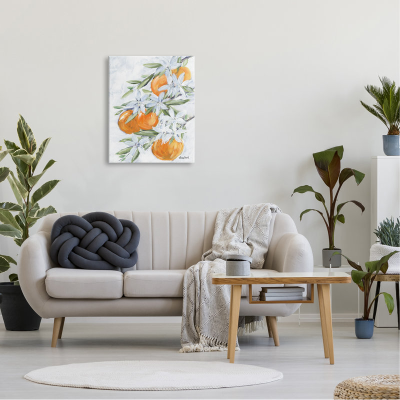 «Lush Orange Tree Flower Blossoms» par Roey Ebert - Peinture, Toile tendue, H 30 po x l 24 po x P 1,5 po