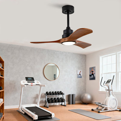 Nouveau ventilateur de plafond de 36 pouces avec télécommande à 6 vitesses à trois pales en bois noir réversible avec moteur à courant continu, idéal pour les chambres à coucher