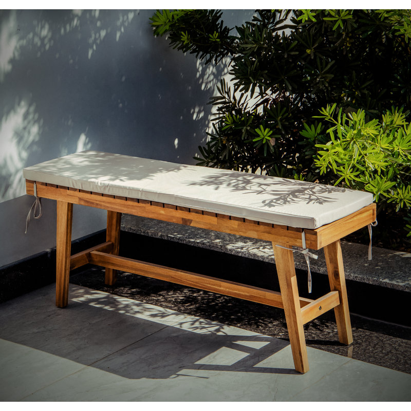 Banc d'extérieur en bois massif avec coussin