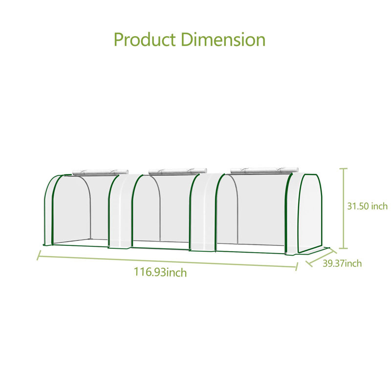 Mini Greenhouse 117 x 39 x 31 in with PE Cover Roll-Up Zipper Door Steel Frame for Patio Balcony Garden Plants