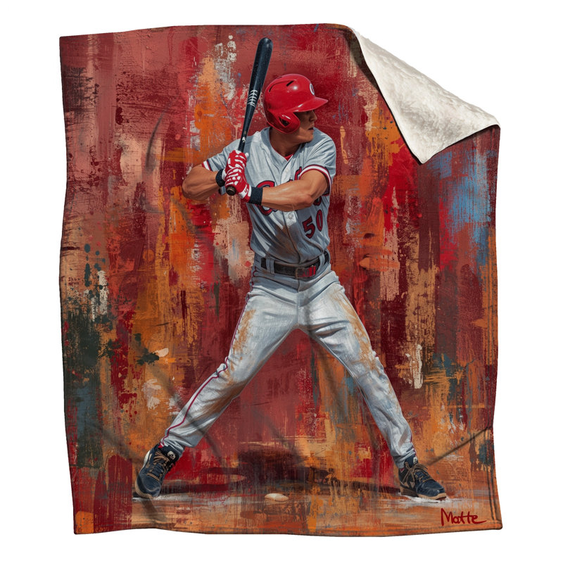 Baseball Player Batting Blankets, 60in W x 80in H