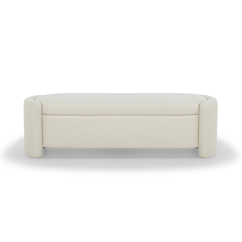 Banc de rangement rembourré 62 po Mizel, Tissage crème luxueux crème