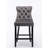Velvet Upholstered Barstools with Button Tufted Decoration and Wooden Legs-1673205247
