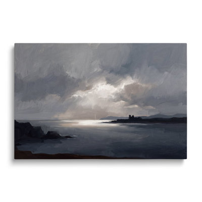 Toile multicolore Moody Coastal Landscape, peinture d'art mural pour salon, salle à manger et chambre à coucher