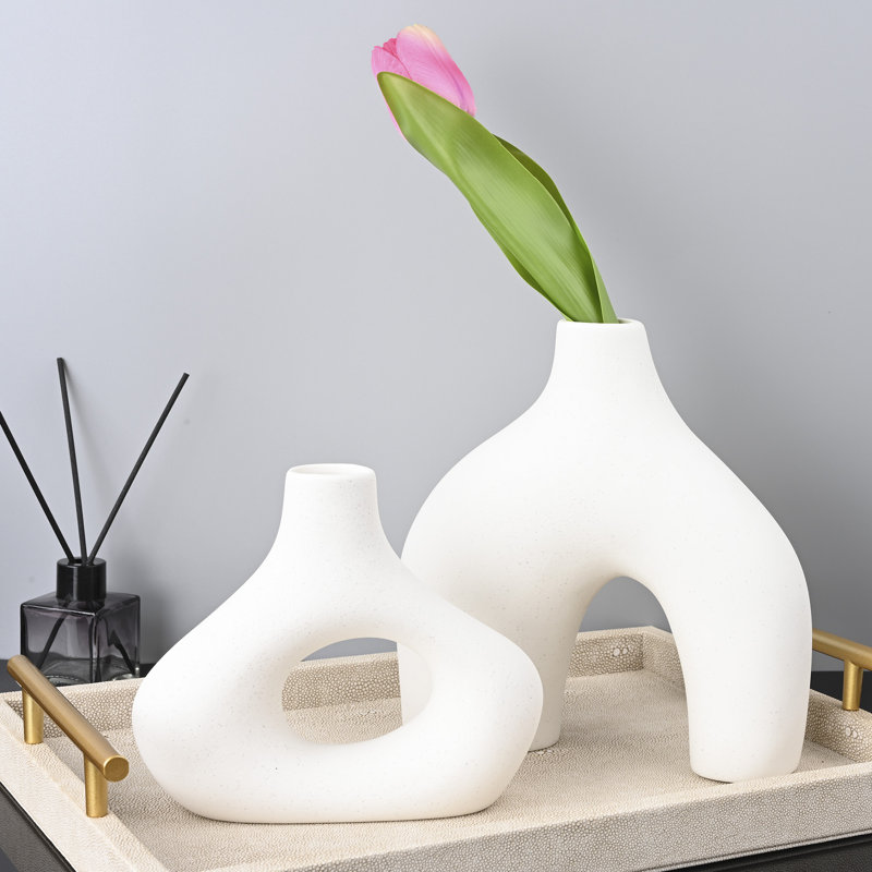 Ensemble de vases de table en céramique 2 pièces Elife, Blanc
