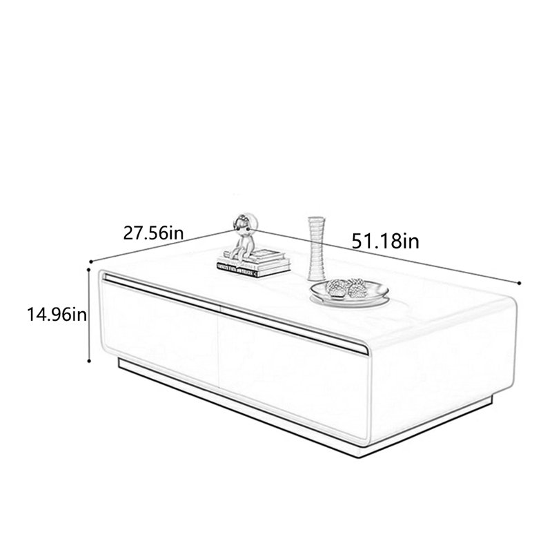 Rectangular high-end simple creative coffee table, 14.96" H x 51.18" L x 27.56" W, Gray, Gray