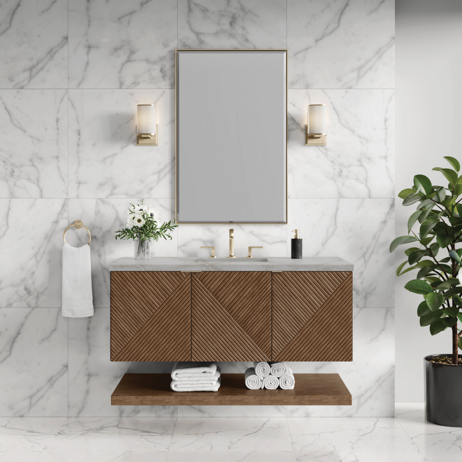 Marcello 48'' Single Bathroom Vanity, Victorian Silver Quartz