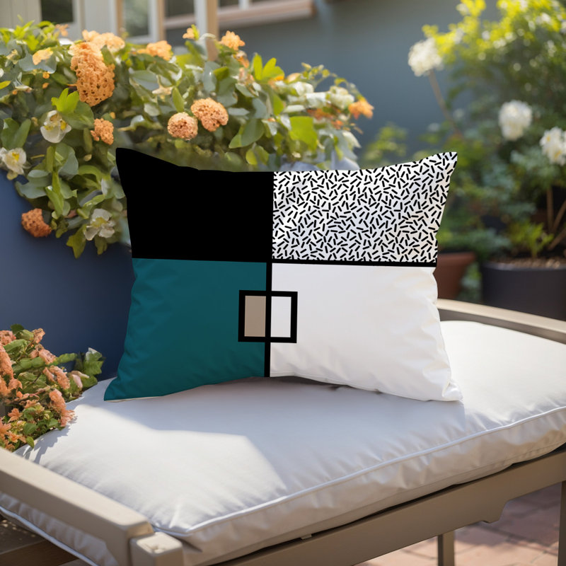 Coussin lombaire réversible intérieur / extérieur Looma, Rectangle H 14 po x l 20 po, Émeraude