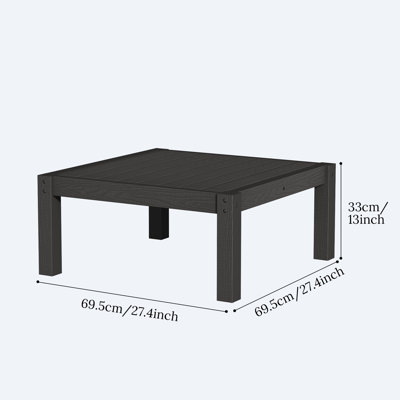  Square Outdoor Side Table , 27.4'' In. W 13'' In.h,Black
