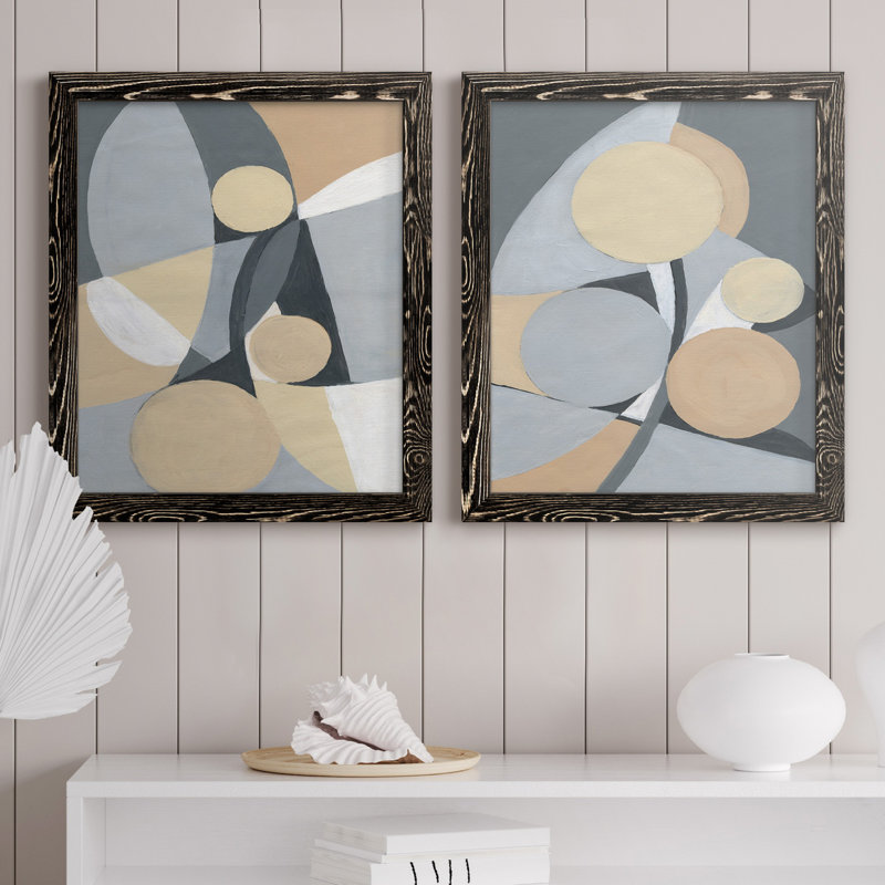 " Millenium I " 2 - Pieces, No Mat, 24" H x 20" W x 1" D, Black Framed Canvas