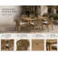 Ensemble repas d'extérieur en bois d'acacia pour 6 personnes avec coussins 7 pièces Daveney - Table de patio rectangulaire avec chaises tissées et trou pour parasol - Beige-633118466
