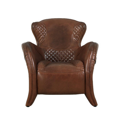 Vicenza Leather Wingback Chair by Pasargad