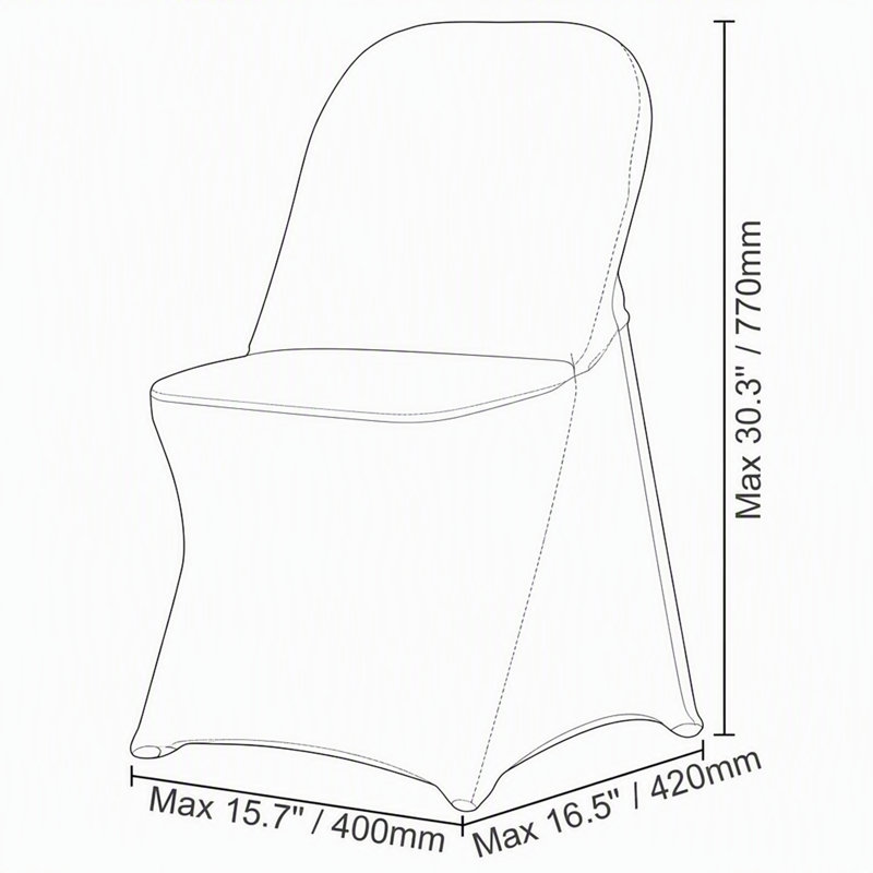 Housses de chaises pliantes extensibles en spandex avec poches élastiques, 6.69" H x 11.81" W, White Polyester