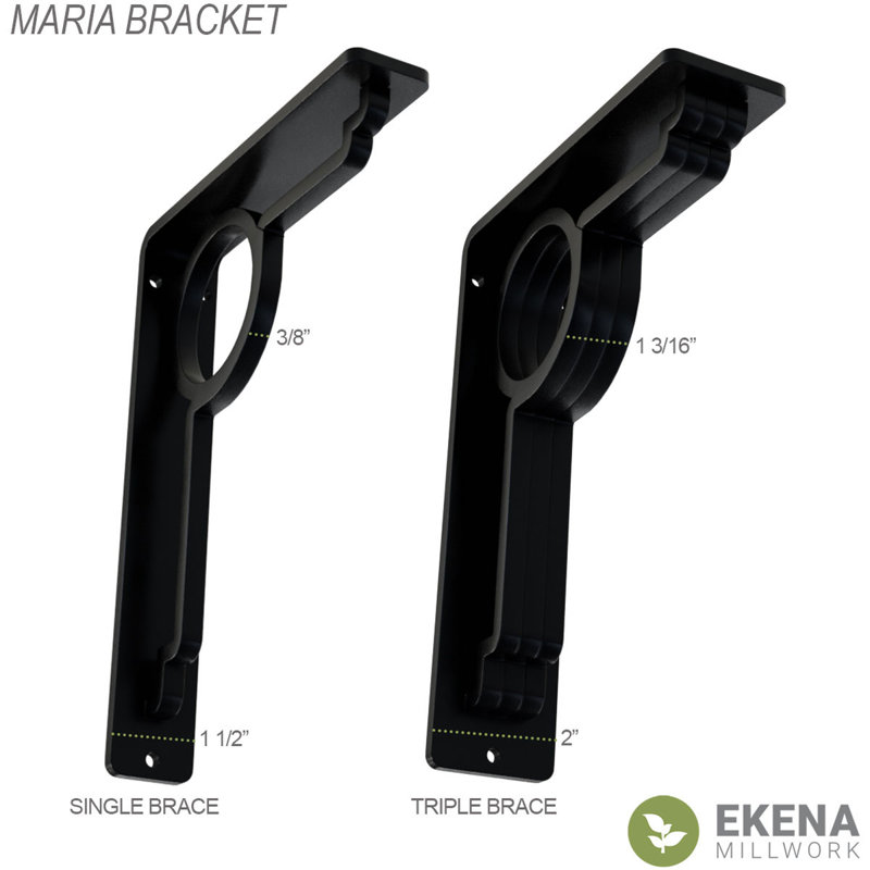 2"W x 10"D x 12"H Maria Wrought Iron Bracket, (Triple center brace) (4-Pack), 2" x 12"