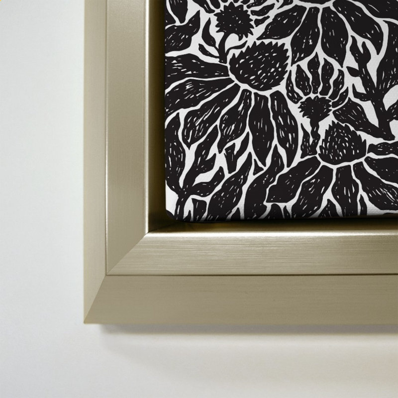 Linogravure BW Floral par Elizabeth Medley - impression sur toile