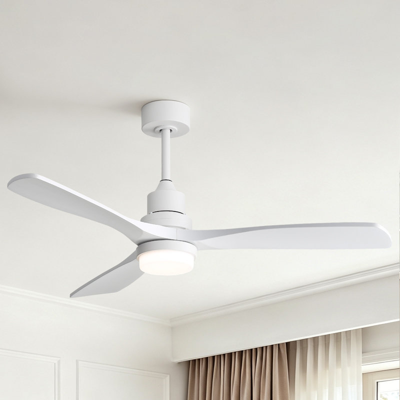 Ventilateur de plafond à DEL standard Kemp, Blanc avec pales blanches