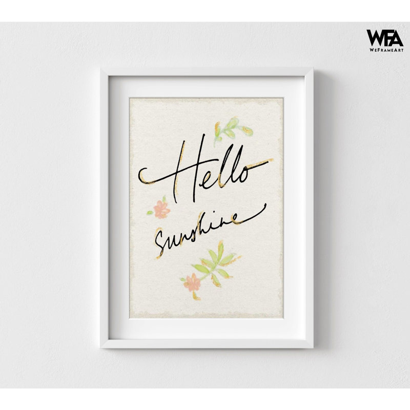«Good Morning», affiche moderne, affiche florale Hello, H 8 po x l 10 po, Cadre simple blanc avec cadre