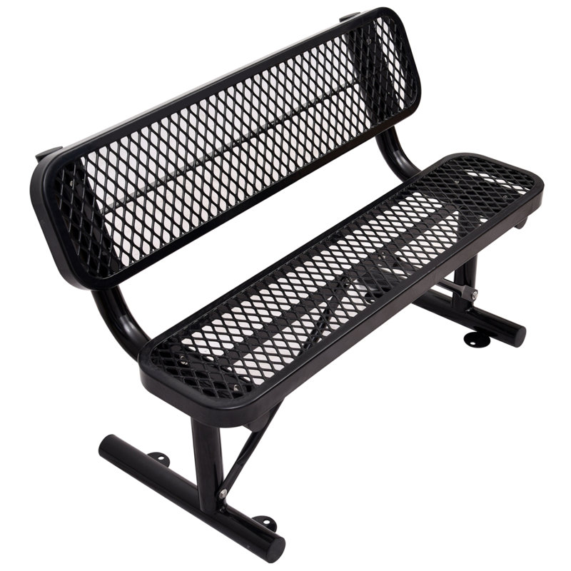 Banc d'extérieur en acier, Noir, H 32,55 po x l 48,05 po x P 23,25 po