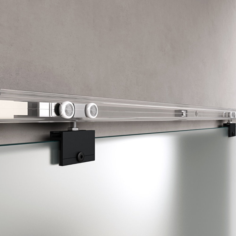 Durovin 775mm internal Sliding Glass Door - Fully Frosted - Black Round Handle with Rail, 1025mm x 2050mm