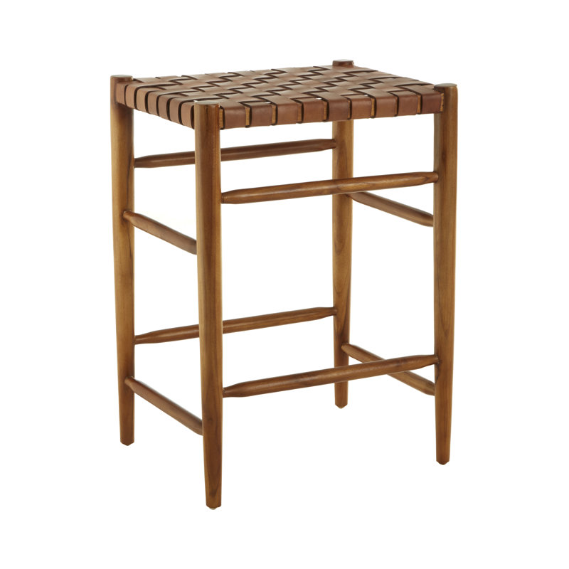 Jacqueline Counter Stool with Solid Wood Frame, Brown