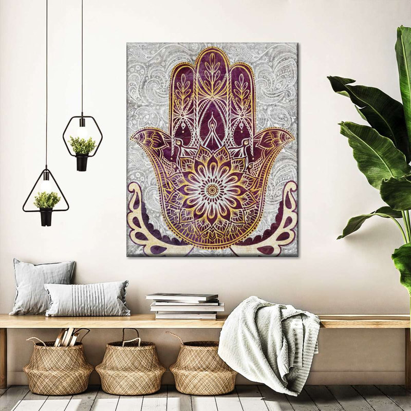 Mandala Hamsa, reproduction d'art sur toile, H 10 po x l 8 po x P 1 po