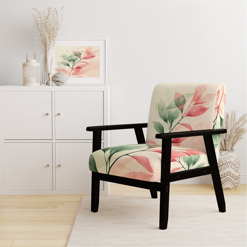 Chaise d'appoint Abstract Botanicals - Fauteuil Blush, Black Square Arms