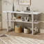 Narrow Console Table with Marble Effect Top, Retro Entryway Table with Open Shelf-1205398480