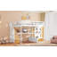Full Size Loft Bed With Desk And Shelves, Two Built-In Drawers, Storage Staircase, White And Natural