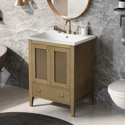 Berdyne 24'' Bathroom Vanity with Solid + Manufactured Wood Top