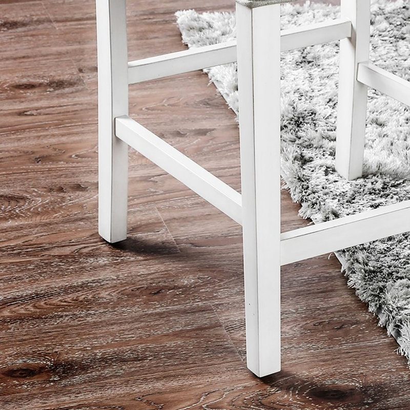 Chaises de salle à manger à hauteur de comptoir (2 pièces), blanc antique, structure en bois massif, siège à dossier rembourré, chaises blanches modernes 2 pièces, avec rembourrage, style