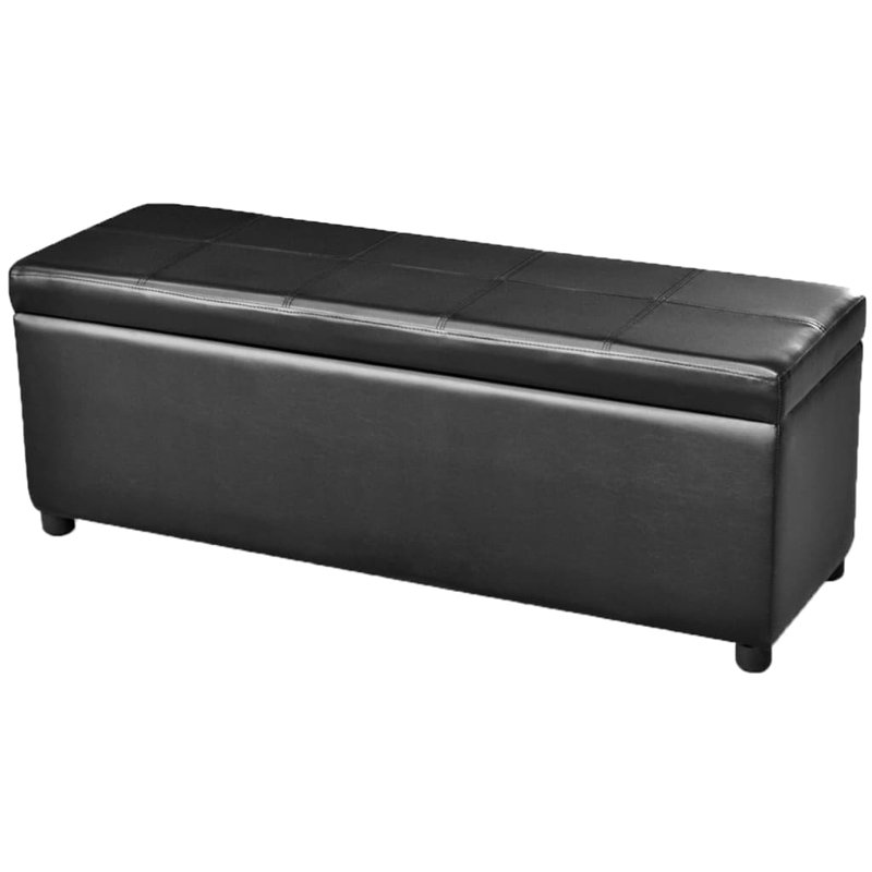 Banc de rangement à couvercle rabattable Miles, Noir, H 17,3 po x l 15,4 po x P 17,3 po