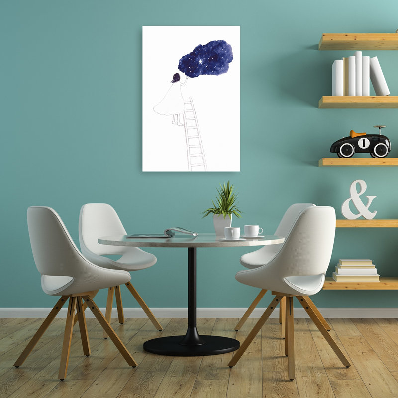 «Girl Reaching Stars», impression d'art mural abstrait paysage minimaliste, H 36 po x l 24 po
