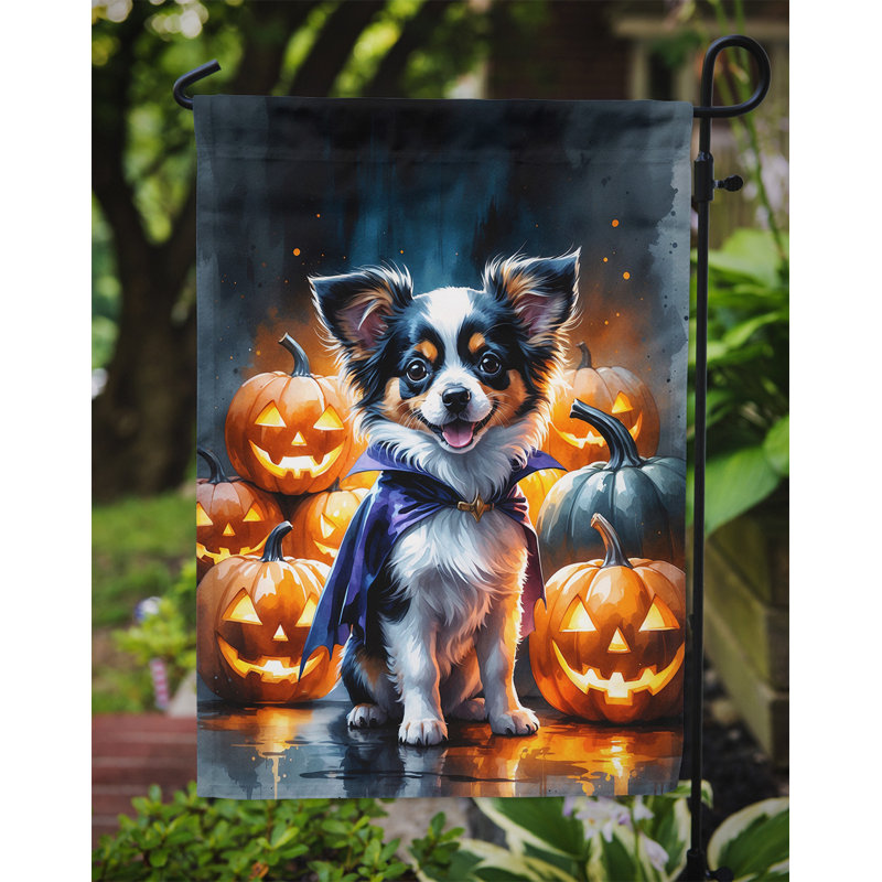 Drapeau de jardin chiot Halloween, Papillon tricolore