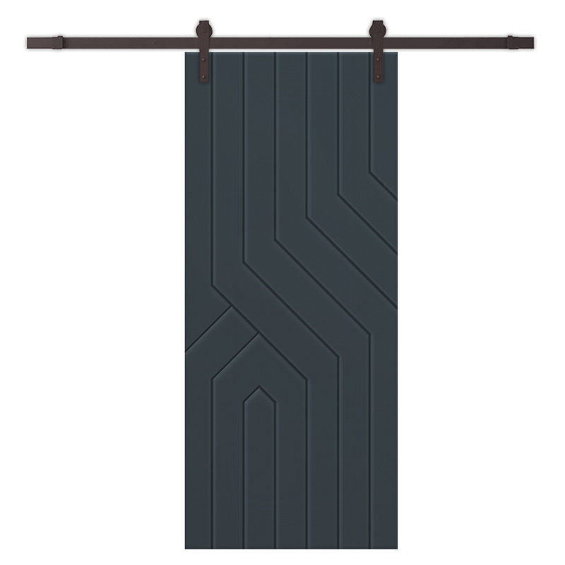 Porte de grange à panneaux en métal avec trousse de quincaillerie d'installation, Gris anthracite, 42 po x 84 po