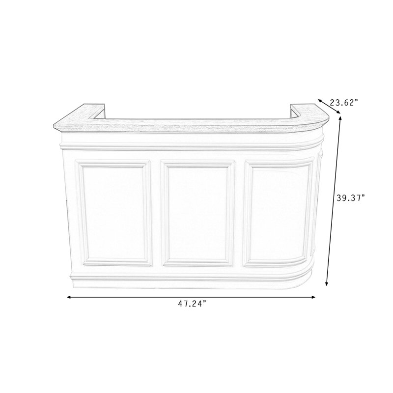 Bureau de réception rectangulaire en bois manufacturé Retro, L, 47.24
