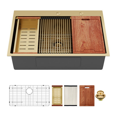 Évier de cuisine encastrable 36 po - 36 po x 22 po x 10 po évier de cuisine encastrable à cuve simple en acier inoxydable de calibre 16