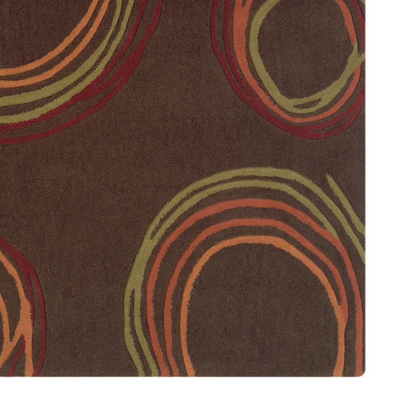 Tapis fait à la main chocolat et rouille Marisela, Rectangle 5 pi x 7 pi