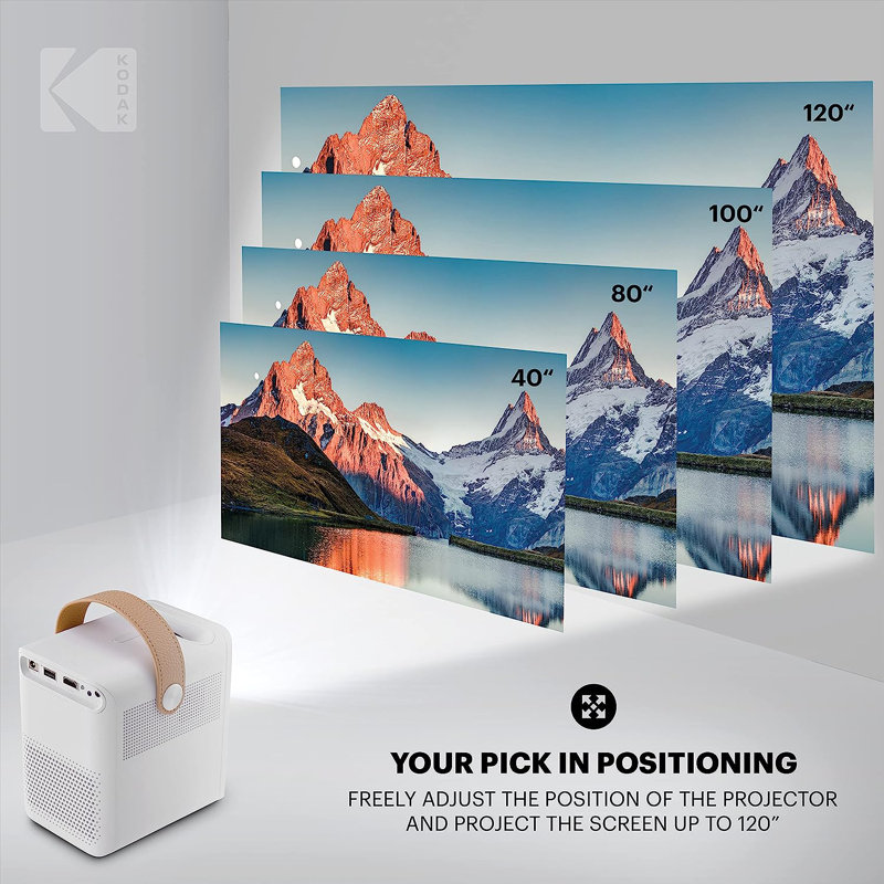 Kodak Home Theatre Projector 200 Lumens with Remote Included, White