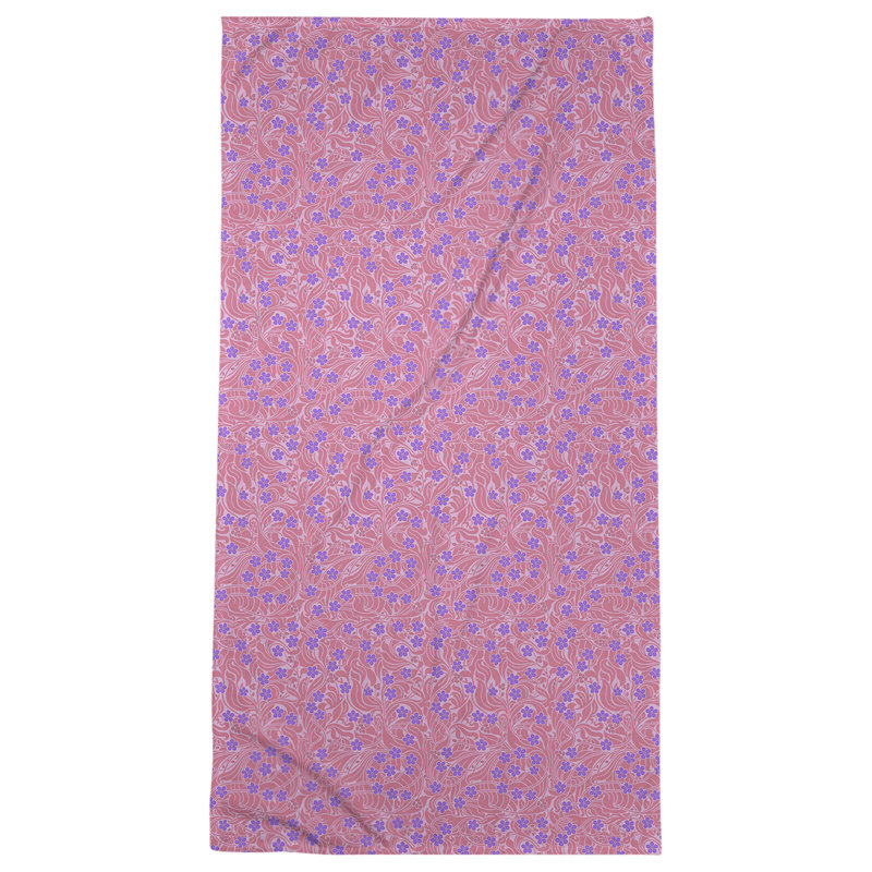 Serviette de bain florale swirly, Rose/mauve