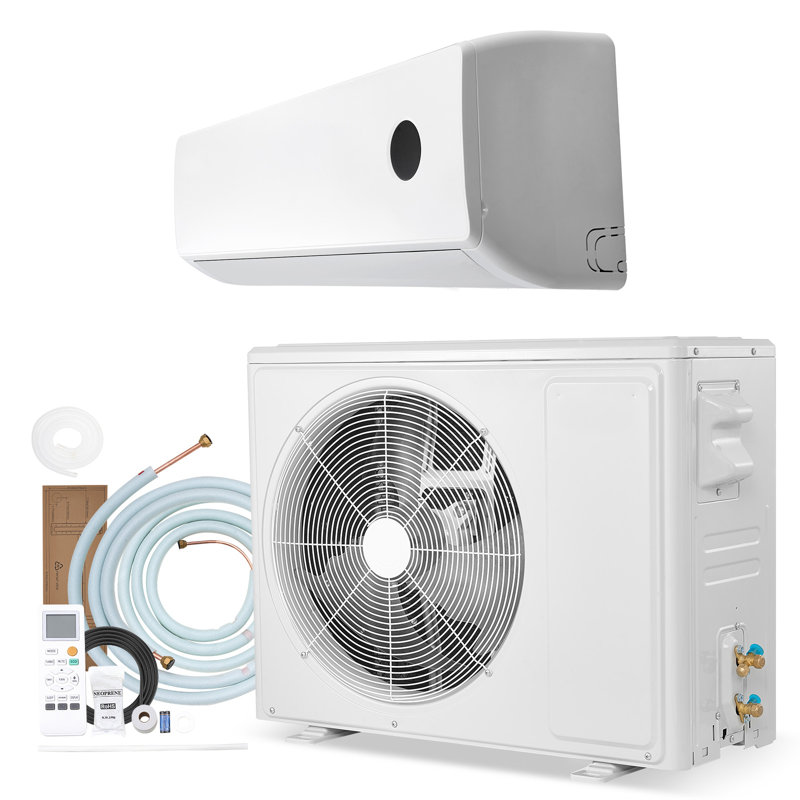 Mini climatiseur bibloc, 18 000 BTU AC / 18 400 BTU de chaleur, 230 V 19 SEER2 à haut rendement énergétique, système d'onduleur silencieux pour une zone de couverture de 1250 pieds carrés, facile à entretenir, pour la maison, le bureau