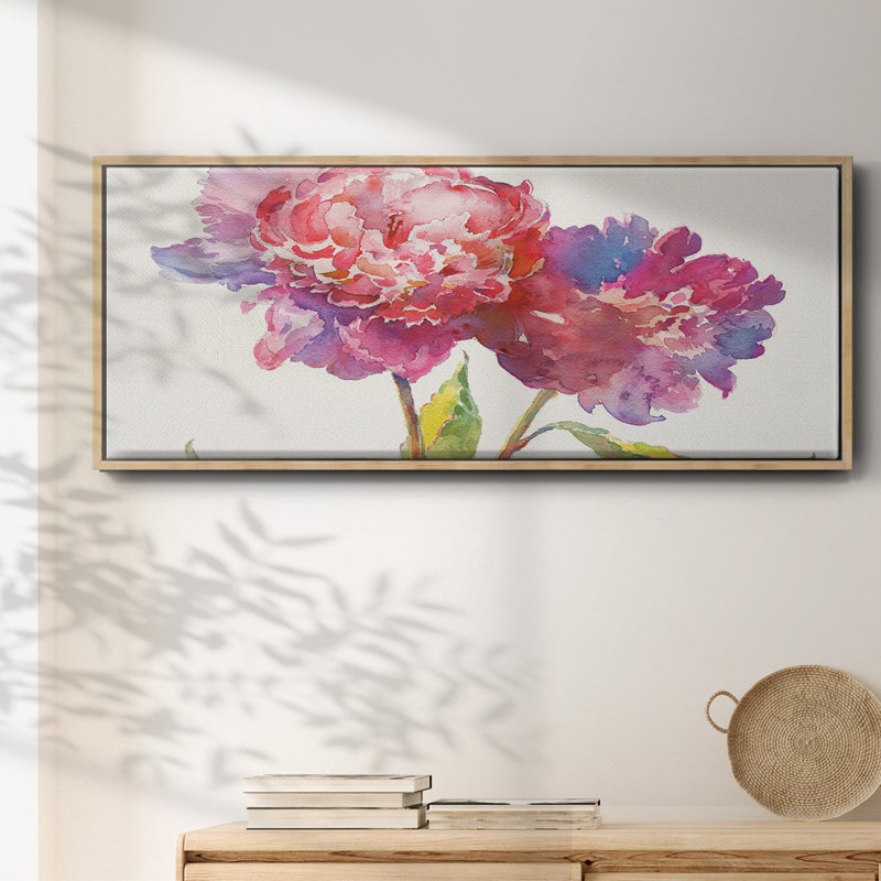 Prise pivoines I - toile encadrée, H 20 po x l 50 po